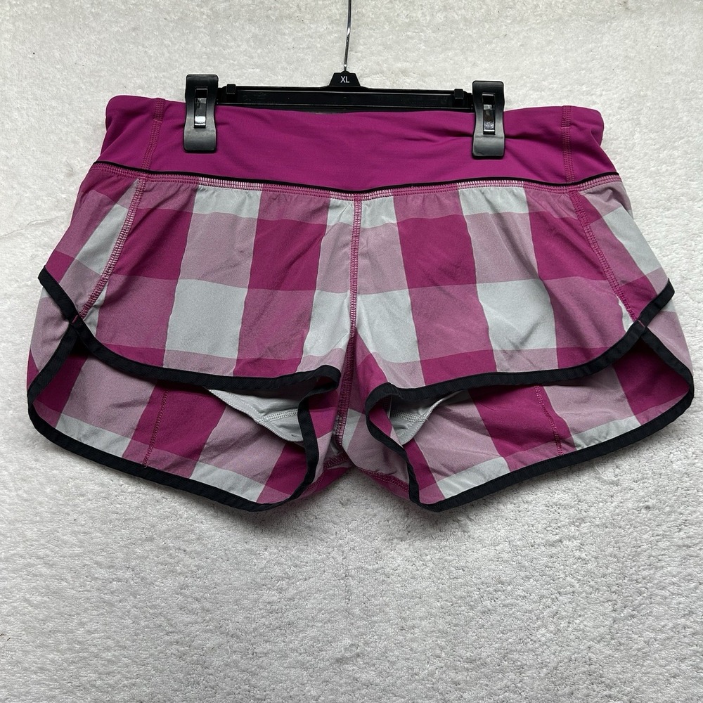 Lululemon Womens Size 8 Purple Plaid Run Speed Athletic Shorts (K9)